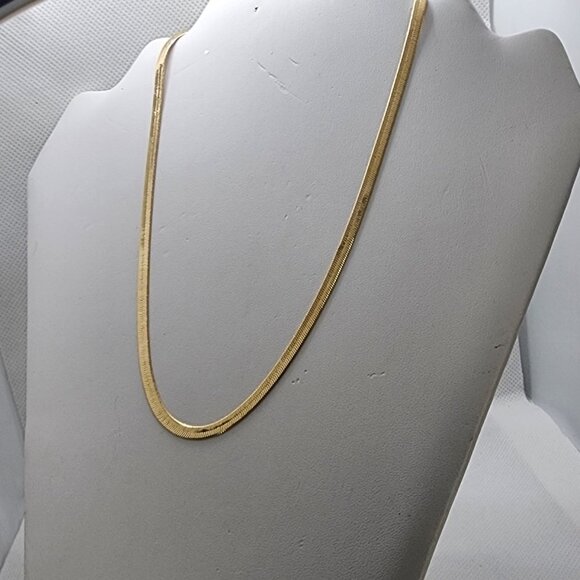 Brand New Brazilian 18k Gold Filled Herring Bone Necklace - Picture 1 of 5